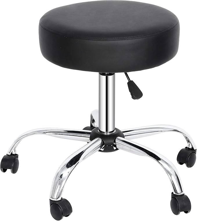 Nova Microdermabrasion Rolling Stool with Wheels Swivel Salon Stool Adjustable Drafting Tattoo Office Chair for Massage Bar Kitchen Spa Shop with Thick Cushion
