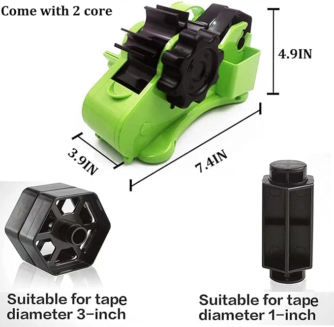SHDSL Green Multi-Roll Heat Tape Dispenser Sublimation 1" and 3" Core Double Reel Cores Sublimation for Heat Transfer Tape, Semi-Automatic Tape Dispenser with Compartment Slots