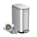 KSSKSS 2.6 Gallon Slim Bathroom Trash Can with Soft Close Lid, 10L Stainless Steel Garbage Can with Removable Liner Bucket, for Narrow Spaces,Bathroom, Bedroom (Silver)