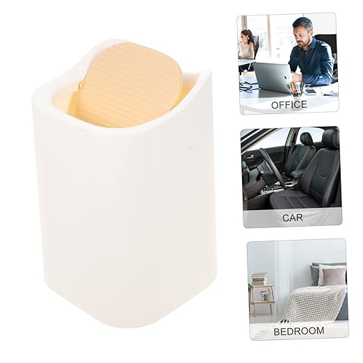 KOMBIUDA Modern Slim Desktop Trash Can Lid Wastebasket for Bathroom Vanity Office Compact Table Garbage Bin for Small Spaces Includes Trash Bags