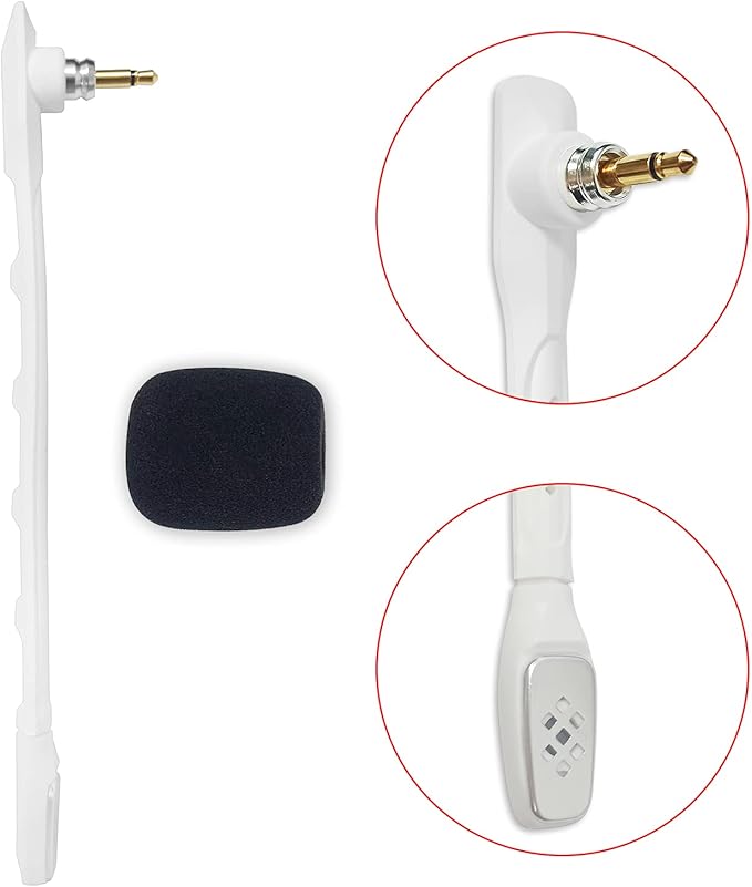 weishan Microphone Replacement for Astro A40 TR A40 Gaming Headset, Detachable Noise Cancellation White Mic with Foam Cover, Works on PS5 PS4 Xbox Series X/S