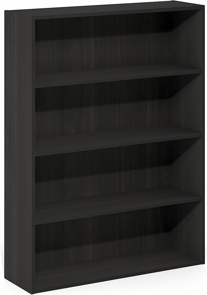 Furinno PASIR Book Shelf, 4-Tier Bookshelf with Open Storage Shelf, Standing Bookcase, 9.3 x 31.3 x 41.8, Easy Assembly, for Home Office, Bedroom, Living Room, Espresso
