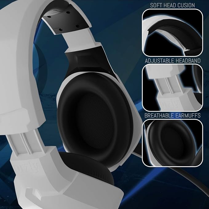 Orzly Gaming Headset (White) for PC and Gaming Consoles PS5, PS4, Xbox Series X | S, Xbox ONE, Nintendo Switch & Google Stadia Stereo Sound with Noise Cancelling mic - Hornet RXH-20 Siberia Edition