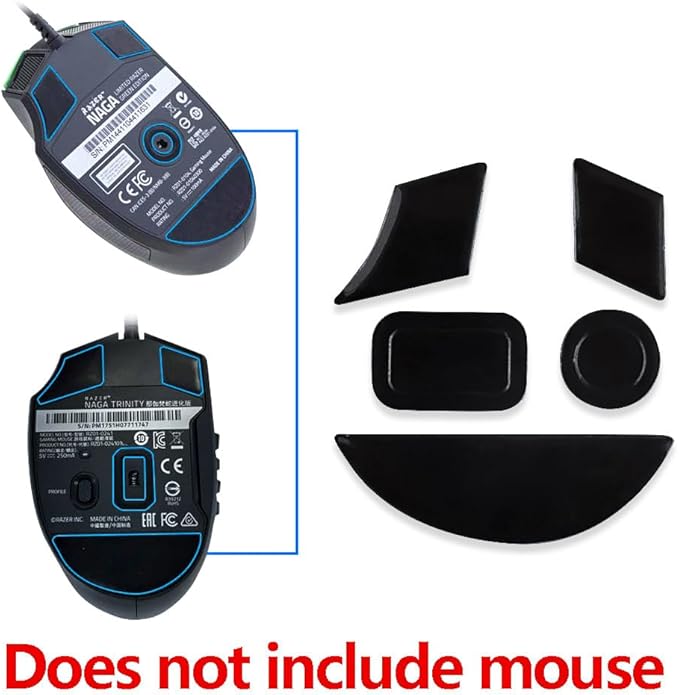 Razer Naga Gaming Mouse Skates & Feet - Curved Edges for Naga 2014, 2016 Chroma & Hex V2