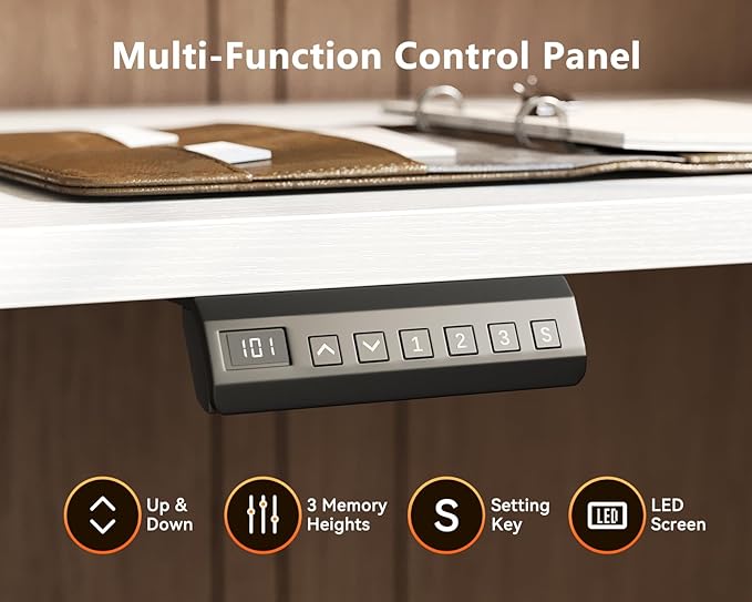 AODK Electric L Shaped Standing Desk, 59 Inch Height Adjustable Stand Up Desk with Power Outlets ＆ Full Monitor Stand, Reversible Corner Desk for Home Office ＆ Computer Workstation, White