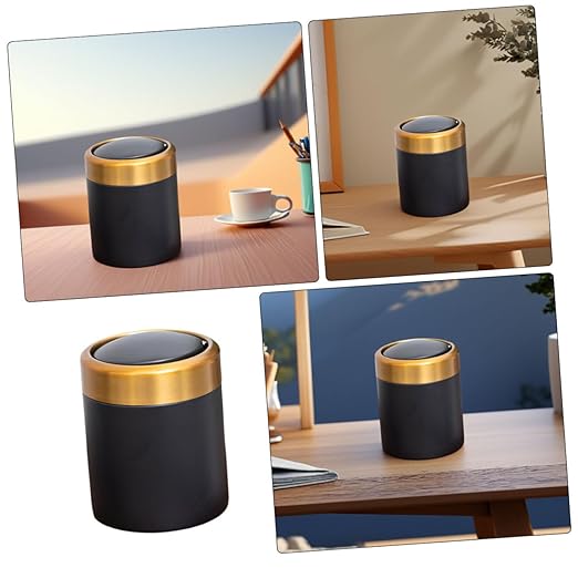 ABOOFAN Mini Stainless Steel Trash Can with Lid Compact Round Desktop Waste Bin for Bathroom Bedroom and Kitchen Slim Design for Small Spaces