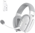 MAMBASNAKE×Attack Shark L80PRO Gaming Headset, Lightweight Over-Ear Gaming Headphones,Wired/BT/2.4G Wireless,Dual Microphone Stereo Surround Sound Low Latency for PC/Smartphone/Laptop/Tablet-White