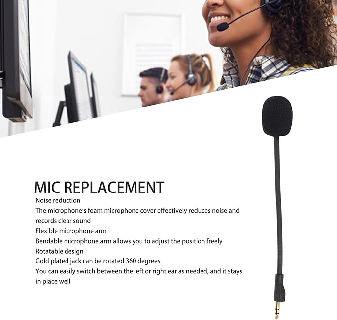 Diyeeni Replacement Game Mic for G PRO and G PRO X, Detachable Microphone Boom, PC Gaming Headsets Mic with 3.5mm Jack, Reduces Noise
