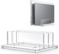 OMOTON Vertical Laptop Stand for Desk, Acrylic Dual Laptop Holder Desktop Clear Adjustable Dock for MacBook Pro Air, HP, All Gaming Laptops up to 17” (Clear, Dual Slot)