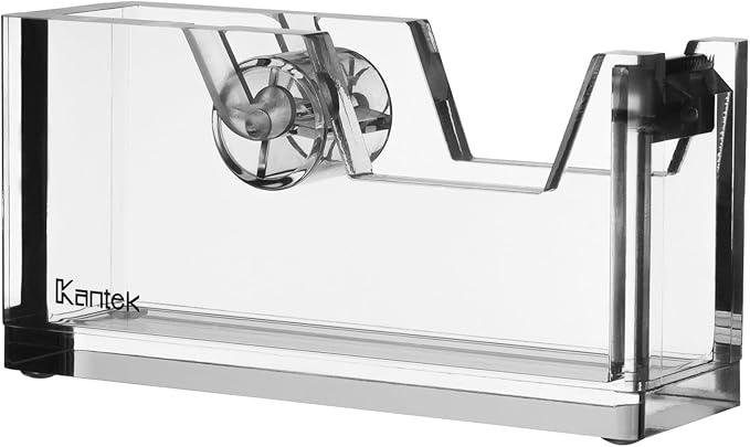 Kantek Clear Acrylic Office Tape Dispenser, Fits Standard 3/4" Refill Rolls, Office Organizer, Desk Accessory, 1.8" x 5.6" x 2.9", Non-Skid Feet for Single Handed Dispensing