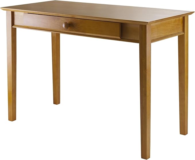 Pemberly Row 5-Piece Solid Wood Home Office Set, Honey Brown Finish, Includes Writing Desk, Computer Desk, Corner Table, Printer Table, File Cabinet, Modular Design with Beige Fabric Storage Baskets