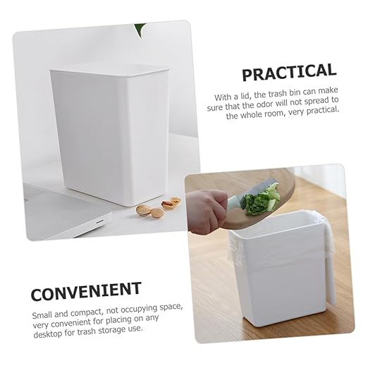 Mini Trash Can Lid Compact Desktop Garbage Bin for Office Bedroom Kitchen Slim Design Odor-Blocking Portable Waste Container