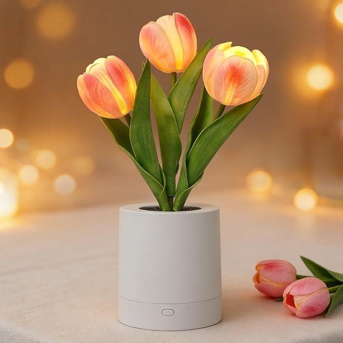 Lifnatty Tulips Flower Lamp for Women, Mothers Day Birthday Presents for Mom, Wife, Girlfriend - Rechargeable Dimmable Flower Table Lamp Decor, Cute Tulip Night Light for Women Birthday Christmas