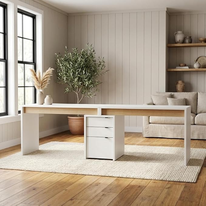 White 3-Piece Home Office Set with Multi-Purpose Storage Desks, Durable Construction, Modern Design, Ideal for Workspaces