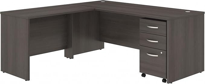 Bush Business Furniture Studio C 72W x 30D L Shaped Desk with Mobile File Cabinet and 42W Return in Storm Gray | Spacious Corner Desk for Office