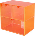 Gelite Desk Organizer with 3 Storage Drawers for Makeup Office Acrylic Desktop Drawer Organizer for Vanity Office Organization and Storage Box, Neon Orange