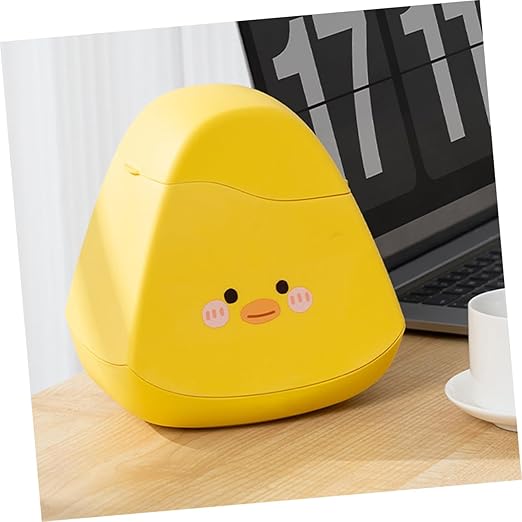 PRETYZOOM Slim Desktop Rubbish Can Lid Mini Waste Basket for Office Desk Bedroom Pp Material Cartoon Design