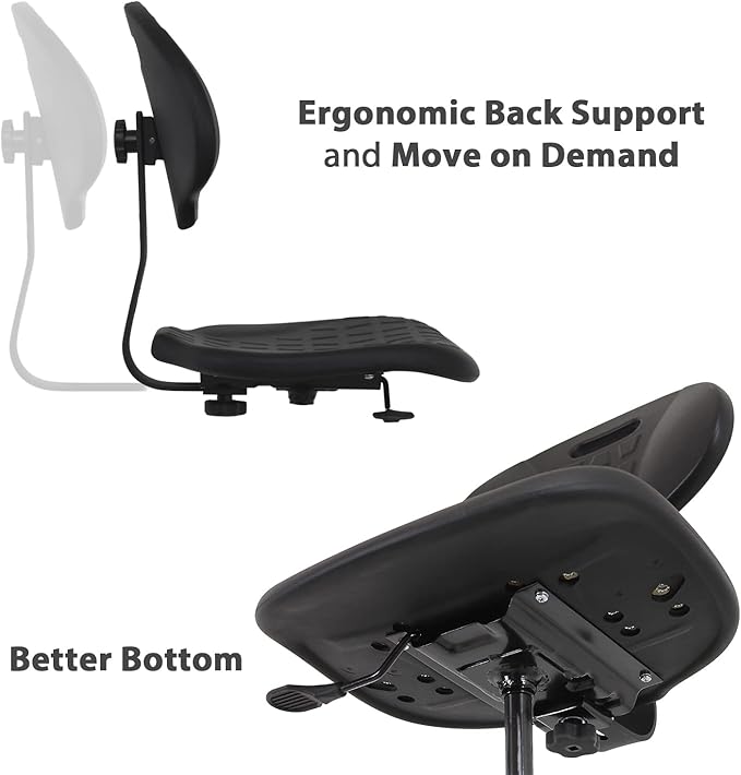 BenchPro Deluxe Polyurethane Chair With 18” Adjustable Footring and Heavy Nylon Base , 21"-31" Height Adjustment, 450 lbs Capacity