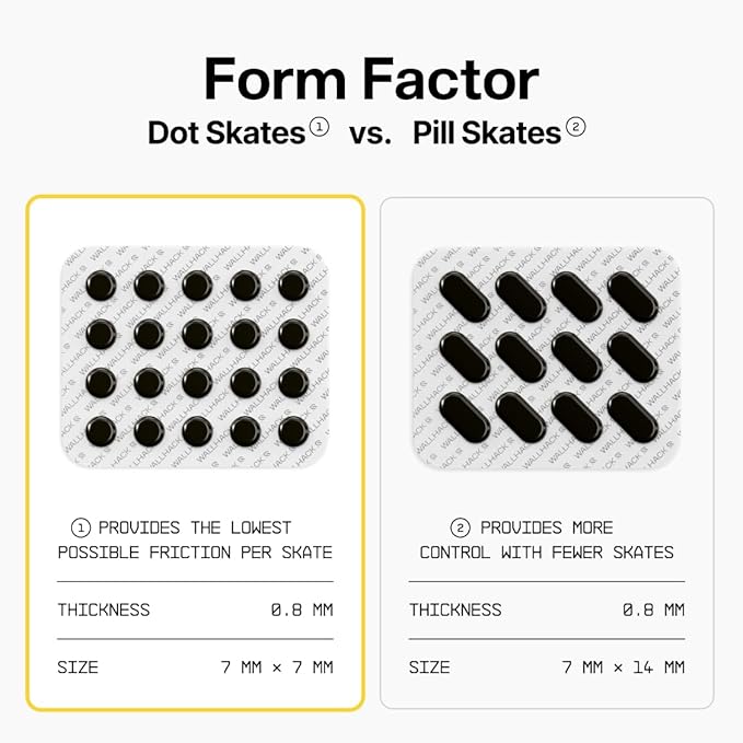 Wallhack PTFE Dot Mouse Skates | Premium Universal Skates for Gaming Mice | Ultra-Smooth Glide on Cloth & Glass Pads | Customize Speed & Control | Fast, Easy to Apply | Yellow