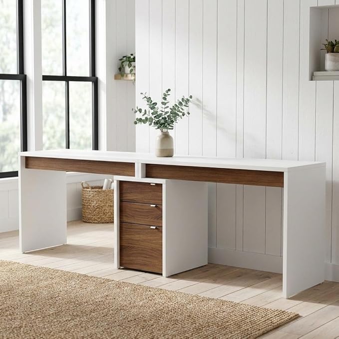 White 3-Piece Home Office Set with Multi-Purpose Storage Desks, Durable Wooden Construction, Modern Design for Workspace Organization