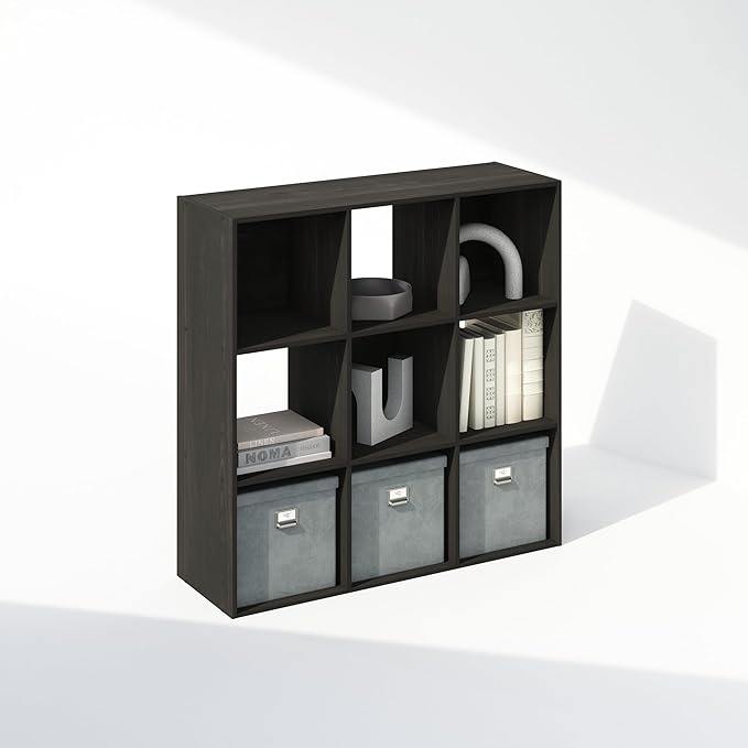 Furinno PELLI Book Shelf, 9-Cube Bookshelf, Cube Storage Organizer Bookcase, 11.7 x 35.3 x 35.4, for Living Room, Bedroom, Home Office, Espresso