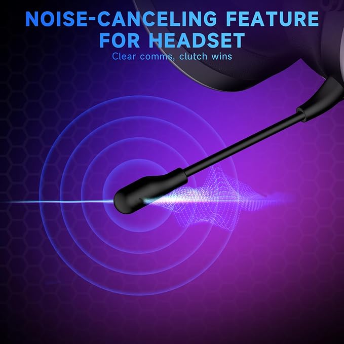 2.4GHz Wireless Gaming Headset for PS5/PS4/PC/Switch - Bluetooth 5.3 Headphones with 7.1 Surround Sound, Noise-Canceling Mic, 30+Hr Battery & Support Playing While Charging - Black