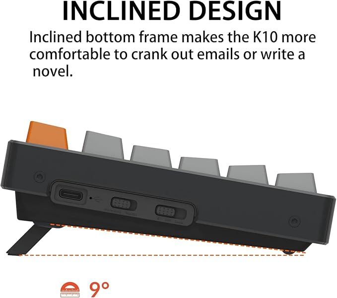 Keychron K10 Wireless Mechanical Gaming Keyboard, 104 Keys Full Size with Gateron G Pro Red Switch, White LED Backlight Rechargeable USB-C Wired Bluetooth Professional Office Keyboard for Mac/Windows