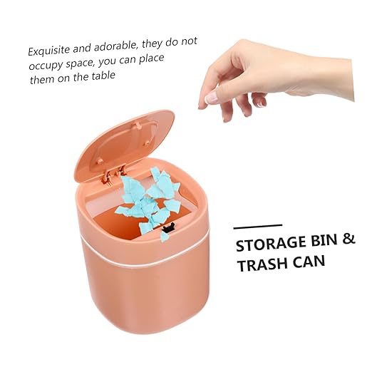 Small Slim Trash Can Lid Desk Rubbish Bin Mini Desktop Waste Bins Plastic Trash Storage Box