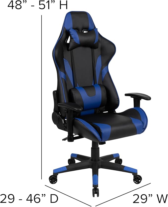 Flash Furniture Optis Black Gaming Desk and Blue Reclining Gaming Chair Set with Cup Holder, Headphone Hook, and Monitor/Smartphone Stand