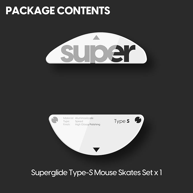 Superglide Glass Mouse Skates - Super Smooth Glide, Polished Round Edge, Super Fast Gaming Mouse Feet with Durable Sole for Pulsar X3 Series (Type-S, White)