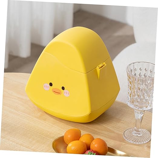 PRETYZOOM Slim Desktop Rubbish Can Lid Mini Waste Basket for Office Desk Bedroom Pp Material Cartoon Design