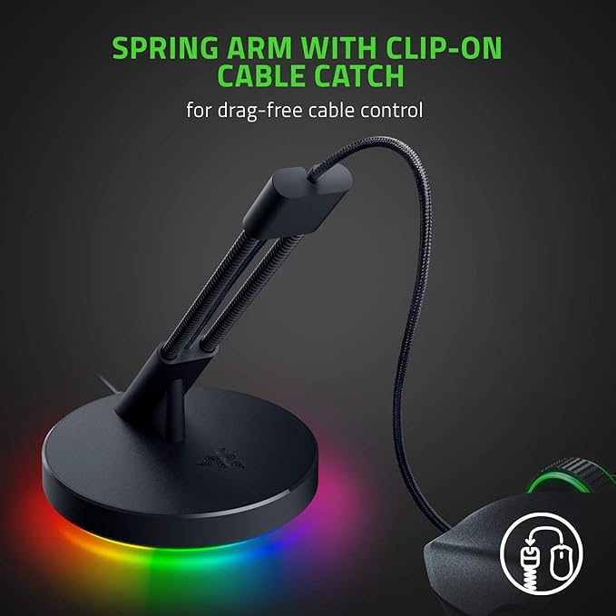 Razer Basilisk V3 Customizable Ergonomic Gaming Mouse + Gaming Mouse Bungee V3 Chroma Bundle