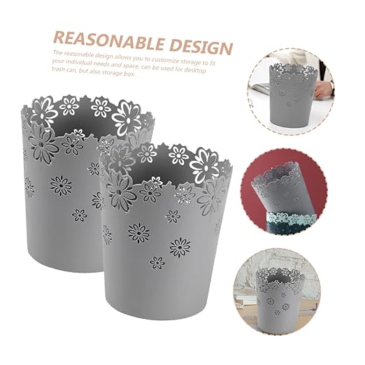 2pcs Mini Trash Cans Lids Desktop Office Home Slim Trash Bin Car Waste Container