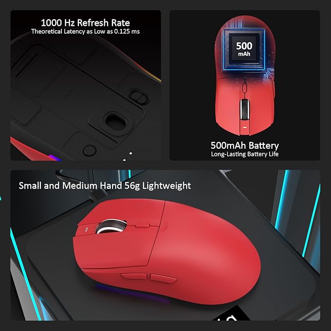 AJ139 V2 MC Wireless Gaming Mouse 2.4G Wired/Bluetooth | RGB Magnetic Charging Dock | Lightweight Design | 12K DPI | 500mAh Battery | PAW3311 Sensor | 5 Programmable Buttons, Compatible with PC/Mac