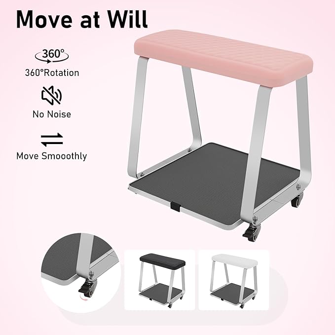 Pedicure Foot Rest for Nail Tech Nail Salon, Nail Stand,PU Leather Foot Nail Stand Rest for Home and Salon Use Pedicure Station (Pink)