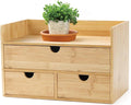 3 Drawer Bamboo Desk Organizer with Shelf – Makeup Storage & Tabletop Organizer for Home Office, Workspace, or Bathroom – No Assembly Required