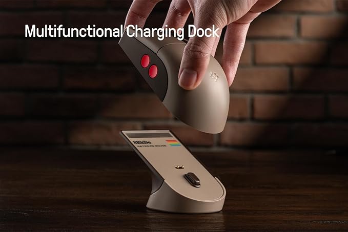 8Bitdo Retro R8 Mouse with Charging Dock, PAW 3395 Optical Sensor DPI 26K, 4K Polling Rate, Programmable Buttons, HUANO Micro Switches, Ambidextrous - C64 Edition
