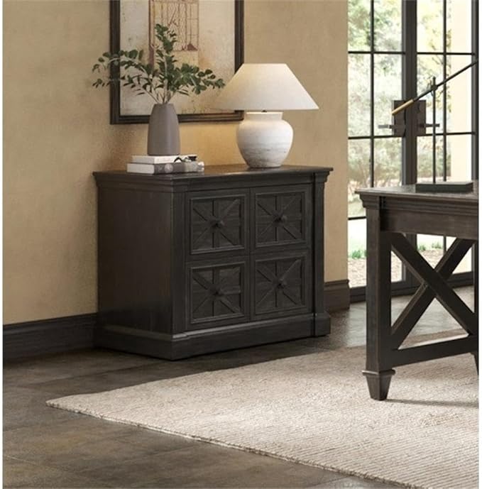 Pemberly Row Set of 3 Wood Office Writing Table & Filing Cabinet & Bookcase