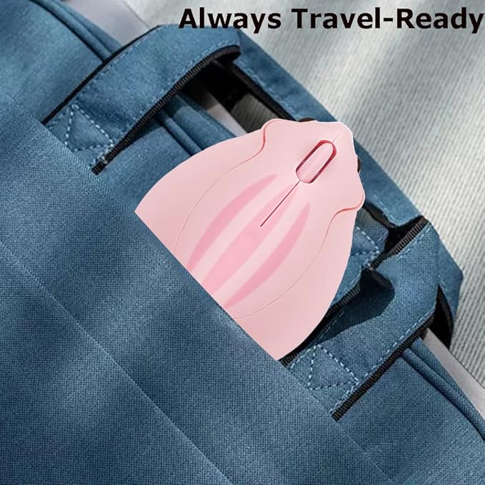Wireless Mouse Pink Bluetooth Cute Hamster Shape Kawaii Portable Silent Lightweight Quiet Cordless Gaming Mice for PC Laptop Computer Mac iPad Pro MacBook Pro/Air Kids Women Men Girls Boys Office Gift
