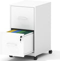 2-Drawer Mobile File Cabinet with Lock & Wheels,Under Desk File Cabinets for Home Office,Steel Rolling Cabinet for Legal/Letter Files(White)