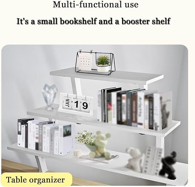 39.4x7.8 in Clamp on Desk Shelf, Adjustable Floating Desks Shelf Space Saving Desktop Extender Storage Organizer for Office, Dorm, Home Desk Organization, White