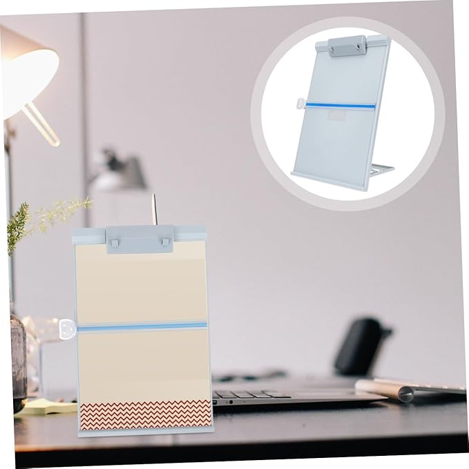 KALLORY Adjustable Document Holder Paper Stand for Desk with Pen Storage Plastic Copyholder for Books Magazines Newspapers and Documents Ergonomic Reading Aid for Office and Library Use