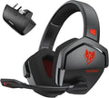 NUBWO G06 Upgraded 2.4Ghz Dongle & Wireless Gaming Headset for All-Platform - 23ms Low Latency Audio - 100-Hour of Playtime - 50mm Drivers(Black Red)