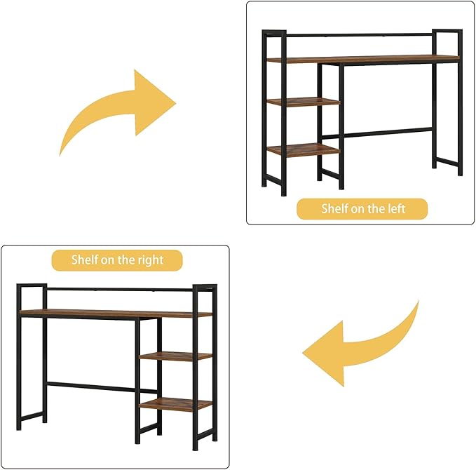 38.6" Desk Shelf with 3 Tier Open Shelves, Bookshelf and Deskshelf to Combined for Computer Desk, Desk Hutch for Top of Desk, Bookshef for Dorm or Office, Adjustable Shelf, Rustic Brown