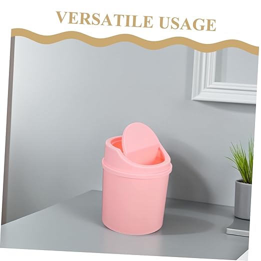 Zerodeko Compact Tabletop Waste Receptacle Desk Top Small Trash Can Slim Office Bin Mini Garbage Can Lid for Home