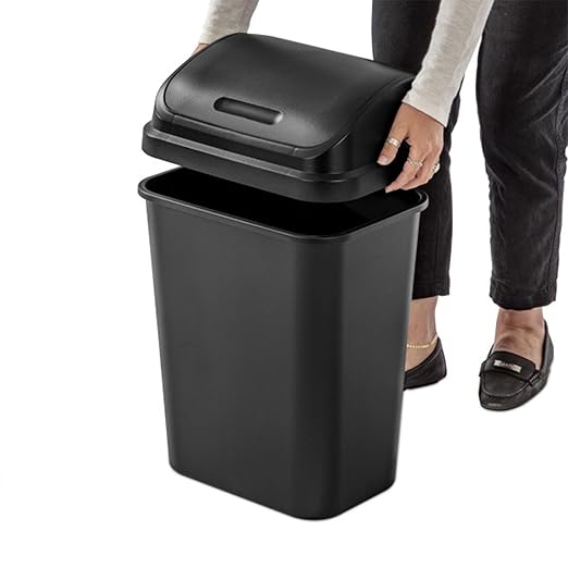 Sterilite Swing-Top Office Wastebasket – Black (6-Pack, 7.8 Gal)