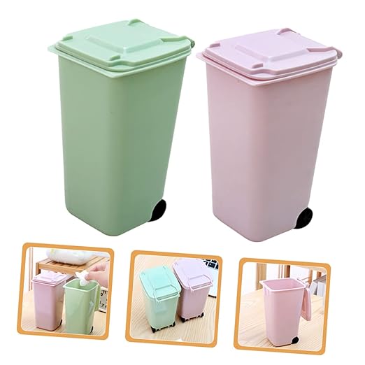Holibanna Mini Desktop Trash Can Pen Holder Slim Garbage Can Lid Small Bin for Bedroom