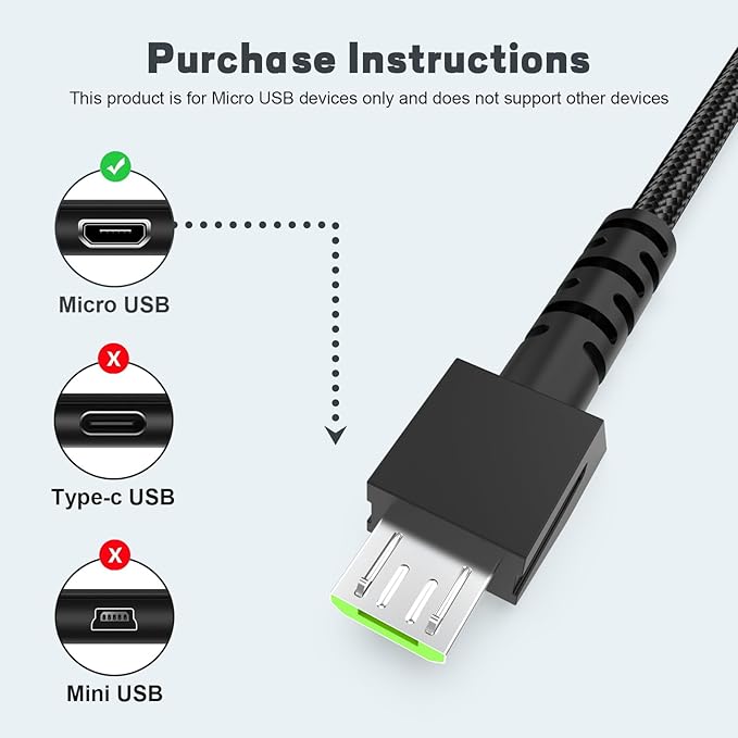 Mouse Charging Cable Compatible with Razer Viper Ultimate, Naga Pro, DeathAdder V2 Pro, Basilisk Ultimate, Mamba Wireless, Firefly HyperFlux – USB Replacement Power Cord for Wireless Gaming Mouse
