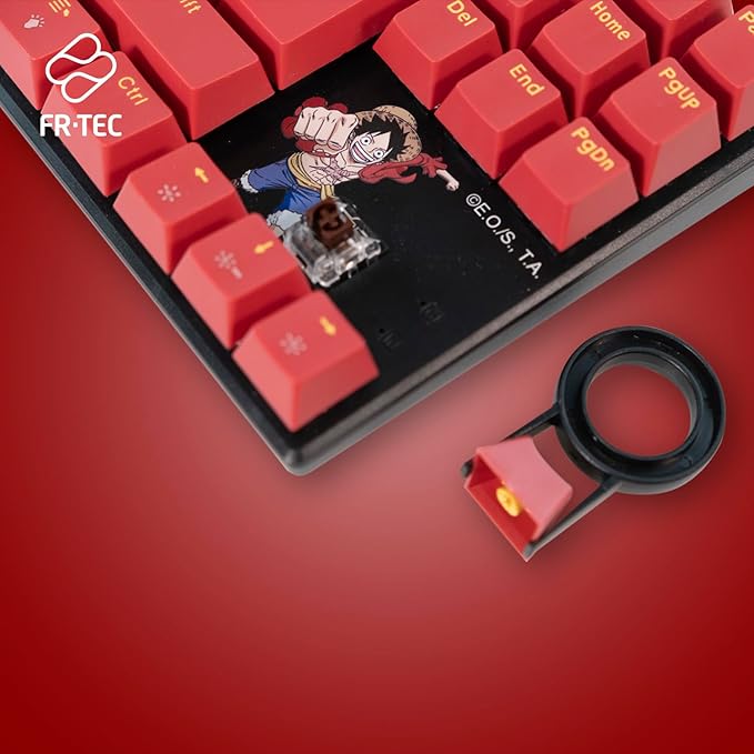 FRTEC - TKL Wired Mechanical Keyboard, One Piece Luffy, Touch Brown, Anti-Ghosting, Compatible with PC, Mac, PS5, Switch, Xbox Series X/S (QWERTY) (One Piece Keyboard)