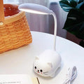 LED Desk Lamp for Kids,Mini Cat Night Light,Cute Cat Foldable USB Rechargeable Reading Light Bedroom Children's Bedside Study (White)